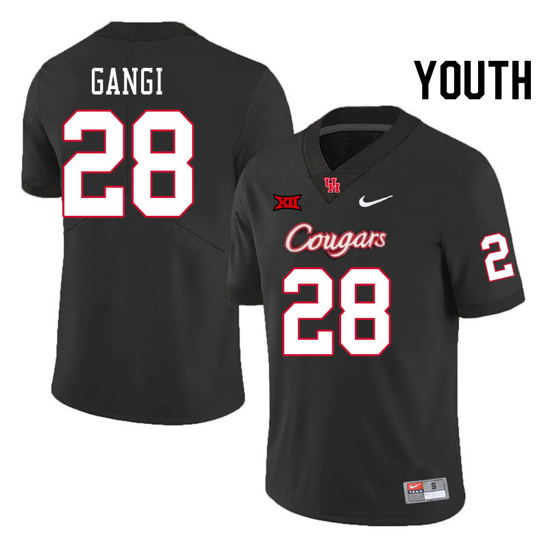 Youth #28 Anthony Gangi Houston Cougars Big 12 XII College Football Jerseys Stitched-Black - Click Image to Close